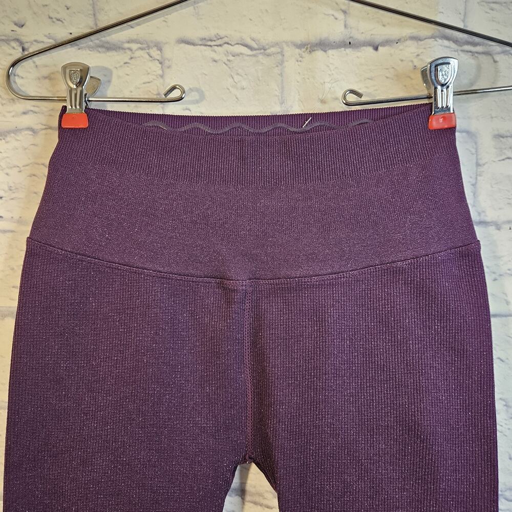 Spiritual Gangster Leggings Womens M/L High Waisted Purple Glitter Stretch - Picture 2 of 5